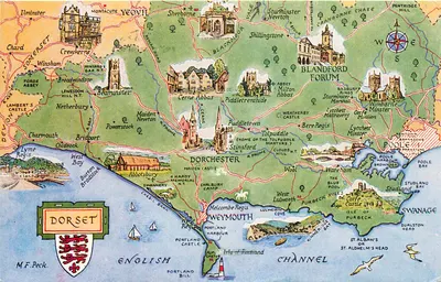 Dorset — carta postal ilustrada — J.S. Salmon Water Colour