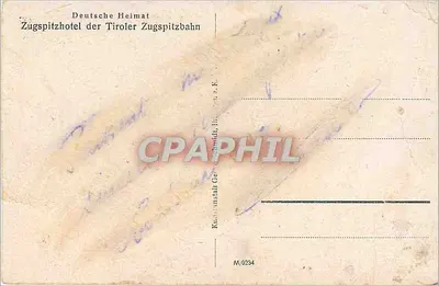 Zugspitzhotel der Tiroler Zugspitzbahn — Deutsche Heimat — n° M/0234 — Verso