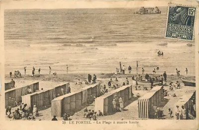 Le Portel - A Praia com maré alta — Exposição Colonial Internacional de 1931 — Edição do Grande Bazar Portel