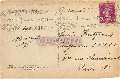 Widok promenady w Le Touquet — Morze — Wile — Wydawca: Les Établissements de la Mer — Rewers