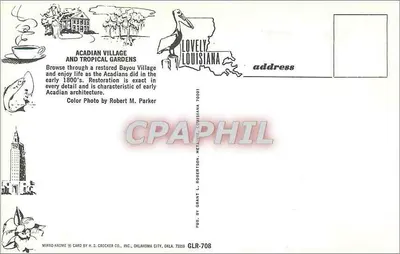 Vila Acadiana — Louisiana — publicado por H.S. Crocker Co., Oklahoma City — Verso