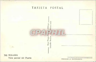 Widok częściowy portu — Malaga — Foto Leopoldo Morante, wydanie 1928, n° 360 — Rewers