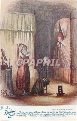 Cena de 'The Pickwick Papers' — O Sr. Pickwick assustado — editor Tuck & Sons, n° 0012