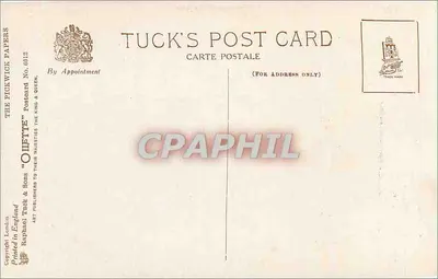 Cena de 'The Pickwick Papers' — O Sr. Pickwick assustado — editor Tuck & Sons, n° 0012 — Verso