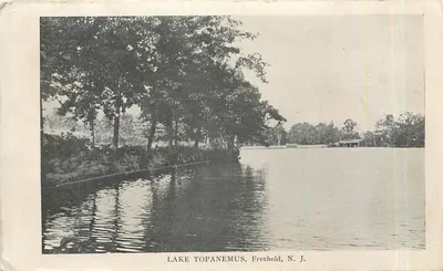 Lago Topanemus, Freehold, N.J. — vista lacustre com árvores e embarcações — editor desconhecido