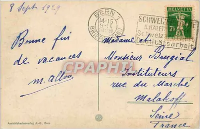 Bern. Kornhausbrücke — widok z lotu ptaka mostu metalowego nad rzeką Aare — wydawca Ansichtskartenverlag A.-G., Bern, nr 1510 — Rewers
