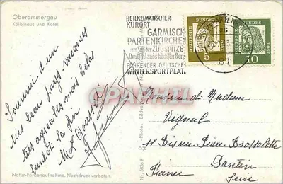 Vue de Garmisch-Partenkirchen — Oberammergau et Kofel — éditeur R. Photo, n° 5836 F — Verso