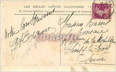 Poço de Padirac (Lot) — Estalactites e cascata de carbonato — Les Belles Cartes Illustrées — Verso