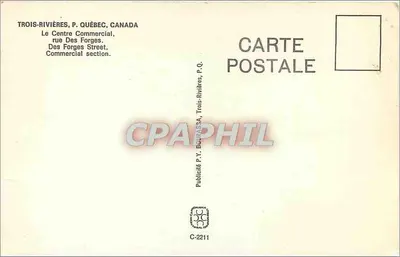 Vista noturna da rue des Forges em Trois-Rivières — n° C-2211 — Verso
