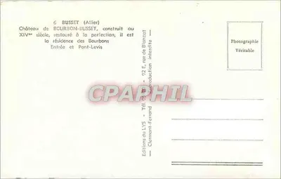 Castelo de Bourbon-Busset — Allier — Éditions du LYS — Verso