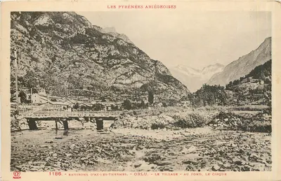 Orlu - O vilarejo - no fundo, o circo — As Pirineus Ariégeoises — n° 1186 — editor LF
