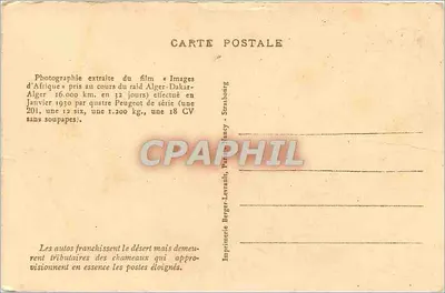 Kamile i karawany — rajd Algier-Dakar 1930 — Drukarnia Berger-Levrault, Nancy — Rewers