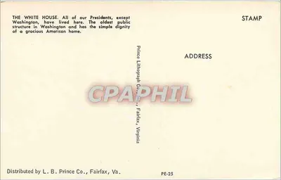 Biała Wieża — widok z ogrodu z fontanną — Prince Lithograph Co., Fairfax, Va. PE-25 — Rewers