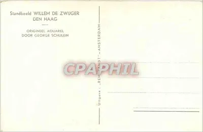 Estatua equestre de Willem de Zwijger em La Haye — aquarela original de George Schulein — edição Amsterdam — Verso