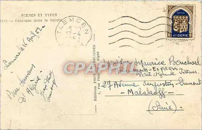 Karawan w Saharze — Algieria — Wydawnictwo Photo-Mécaniques, Algier, nr 1139 — Rewers