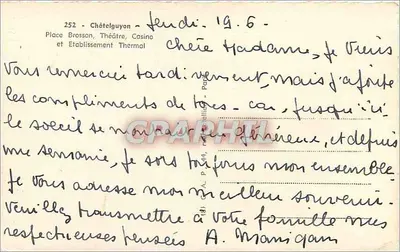 Châtelguyon — Place Brosson, Théâtre et Établissement Thermal — Cap — Rewers