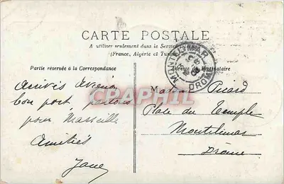 Awinion — Pałac Papieski. Główne wejście i widok dzwonnicy katedry Notre-Dame-des-Doms — Wydawnictwo Comtat — Rewers