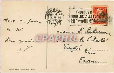 Lac Léman — Vapeur « La Stassse » et la Dent du Midi — J.J. 6615 — Verso