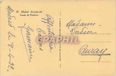 Madryt - Avenida del Conde de Peñalver — Heliotropia de Kallier & Gautier, n°39 — Rewers