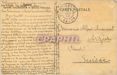 Dzieci pahouinów — Gabon — Karta pocztowa datowana 1922 — Rewers