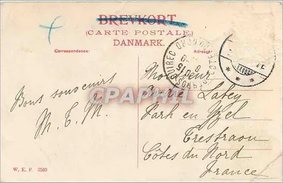 Huerringe (Fyn) — dworek graniczący z jeziorem — wydawca Brevkort — Rewers