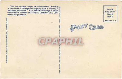 Campus McKinlock, Universidade Northwestern, Chicago — Kaufmann-Fabry Photo, n° 78 — Verso