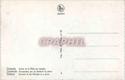 Ostenda — Wjazd na Maille pod burzowe niebo — Ern. Thill, Bruksela, nr 19 — Rewers