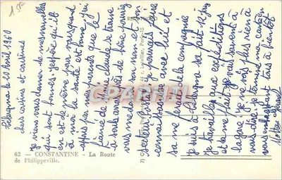 A Estrada de Philippeville — Constantine — editor Cap — Verso