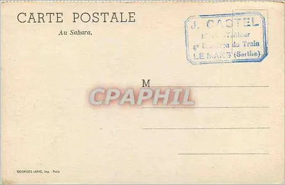Camelos e dromedários — Saara — Georges Lang, Imp. Paris — Verso
