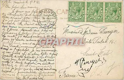 Stara pocztówka Święte Zatoka i Peastacks Guernsey — Rewers