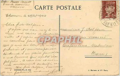 Tunisie — Carthage : La Colline — Agenda P.L.M. 1931, Cl. Soler, Tunis — Rewers