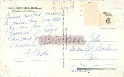 Honneurs aux bains, marche de poumon - L'Établissement Thermal - Éditions du LYS - Tél. 53 - Saint-Éloi (Allier) — Rewers