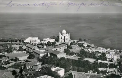 Vista aérea do grupo escolar — Argel — Edições Janssot, n°1007