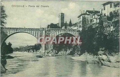 Cividale - Ponte del Diavolo — vista do ponte de pedra sobre o rio, editor Uff. Ed. Fraggiacomo Nicolò - Cividale