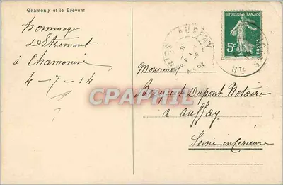 Chamonix i Brévent — widok panoramiczny — wydawca nieznany — Rewers