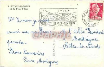 Evian-les-Bains — e a Dent d'Oche — Bilhete postal antigo n°7 — Verso