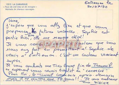 La Camargue — Mañade de cavalos selvagens — edições de France — Verso