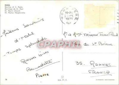 Bazylika św. Piotra poza murami — Rzym — wydawca MA.P.L.R. nr 78 — Rewers