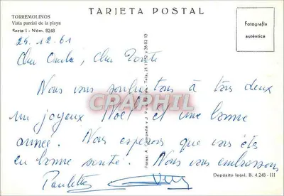 Torremolinos — Częściowy widok plaży — Tarjeta Postal, seria I, nr 8248 — Rewers