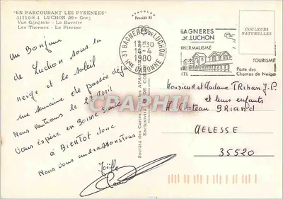 Lucchon - Królowa Pireneusów — Spółka Karty Pocztowe Apacolos, nr 31110-8.4 — Rewers