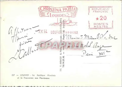 Lourdes — A Basílica Iluminada e a Procissão com Velas — Ed. P. Doucet — Verso