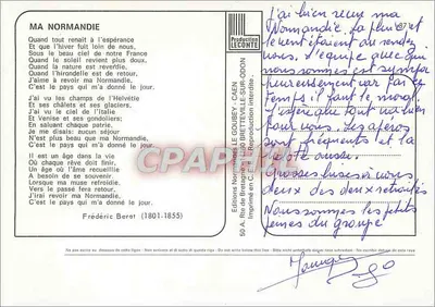 Minha Normandia — poema de Frédéric Berat — Editor Emy — Verso