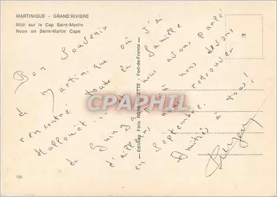 Martinique - Grand-Rivière — Midi sur le Cap Saint-Martin — Édition Félix Rose-Rosette — Verso