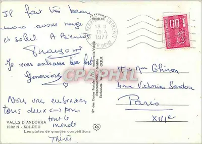 Andorra — Estação de esqui — editor Valls d'Andorra, n° 03 — Verso