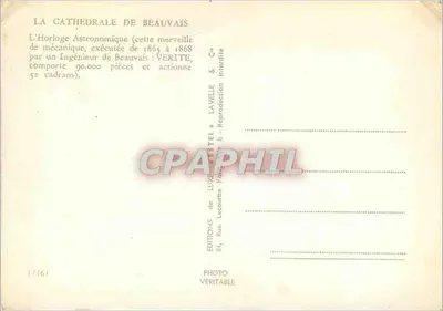 Katedra w Beauvais — Zegar Astronomiczny — Wydawnictwo Lestel de Luxe — Rewers