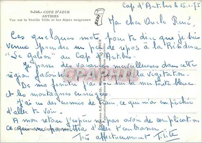 एंटीब्स कैप — पुराने शहर और बर्फीले एल्प्स का दृश्य — सैट. ए. टी. - निस, संख्या 9-268 — पीछे