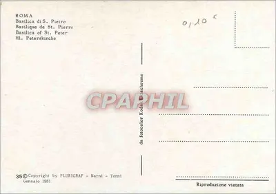 Papa João Paulo II — na basílica de São Pedro — editor PLURIGRAF - Narni - Terni — Verso