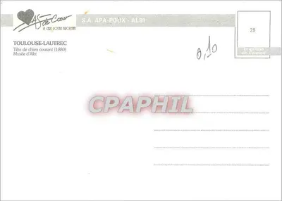 Cabeça de cão de caça — 1880 — S.A. APA-POUX - ALBI, n°29 — Verso