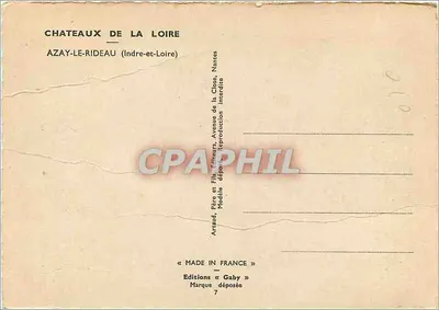 Zamek Azay-le-Rideau — Indre-et-Loire — Wydawnictwo « Gaby » — Rewers