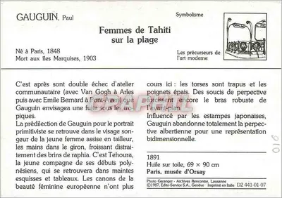 Kobiety z Tahiti na plaży — Paul Gauguin — Édition Service S.A., Genewa — Rewers